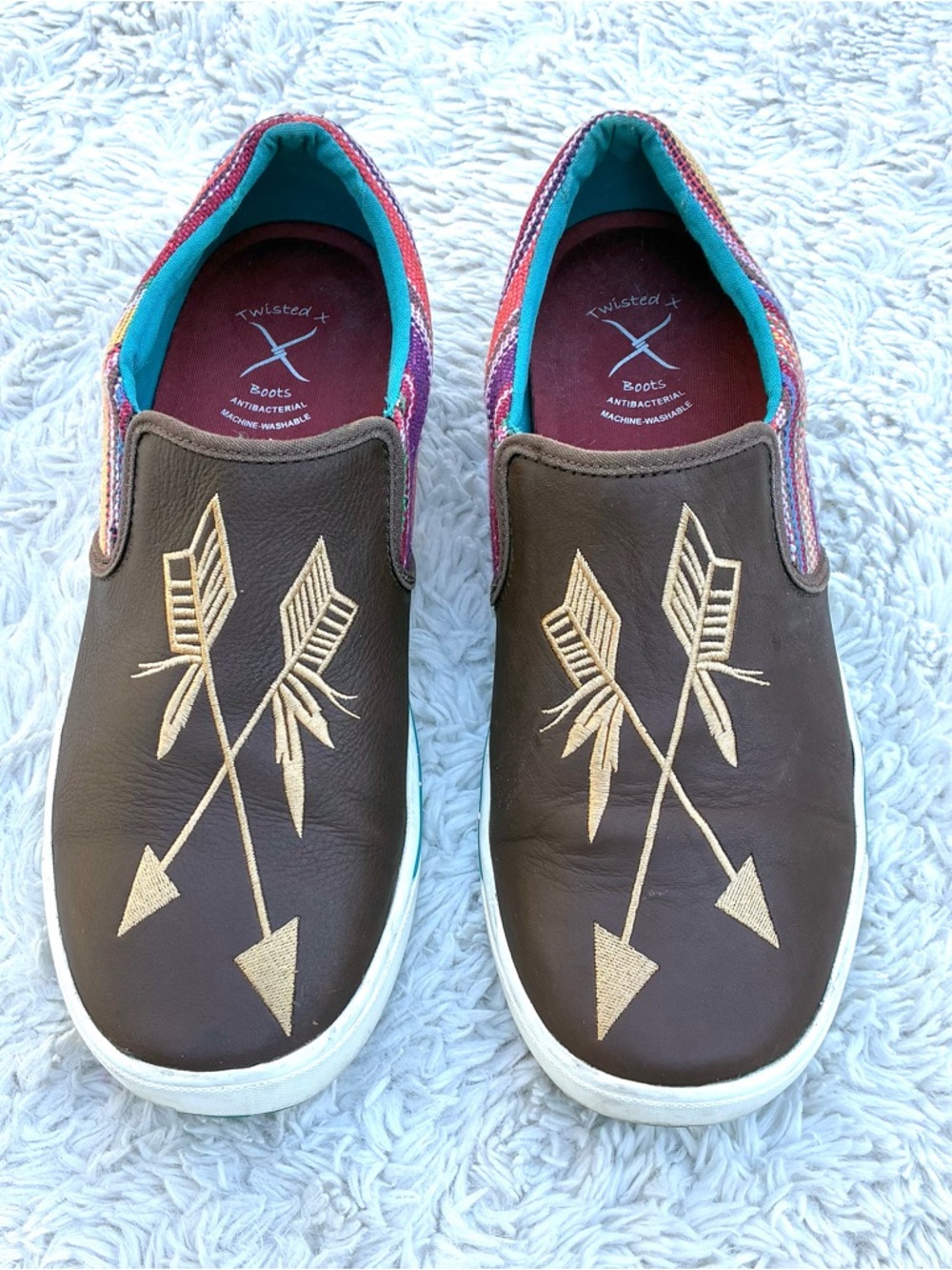 Twisted X Brown Leather Embroidered Be Brave Women’s Loafers Sz 10 - Picture 3 of 10